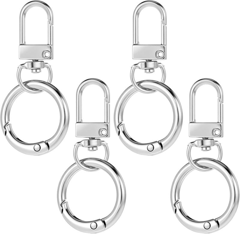 W.S Double Opening Swivel Clasp Clips, Metal Swivel Spring Snap Heavy Duty Push Hook Snap Jewelry Clasps Keychain Ring Hooks for Purses DIY Crafts Jewelry Clasps Lanyard Making (SILVER) - Image 1