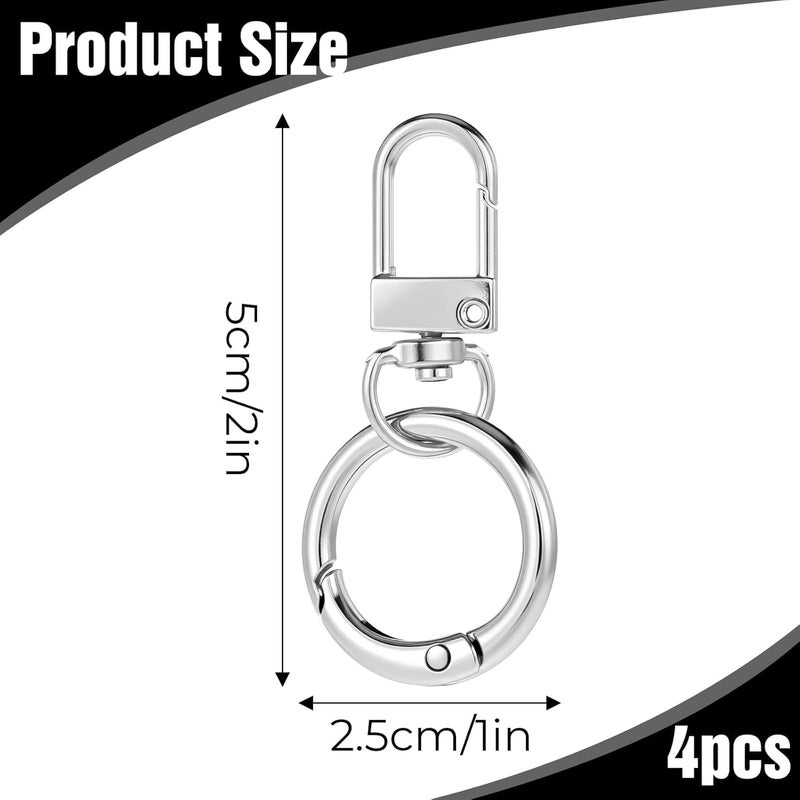 W.S Double Opening Swivel Clasp Clips, Metal Swivel Spring Snap Heavy Duty Push Hook Snap Jewelry Clasps Keychain Ring Hooks for Purses DIY Crafts Jewelry Clasps Lanyard Making (SILVER) - Image 3