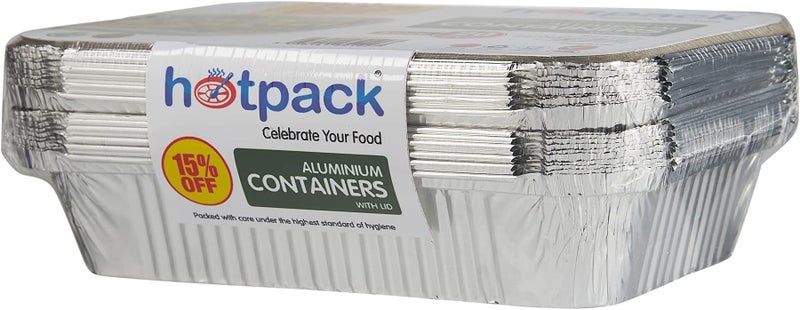 هوت باك حاويات طعام قابلة للاستخدام مرة واحدة من Hotpack، عبوات طعام، حاوية من الألمنيوم سعة 890 مل مع غطاء، 20 قطعة بخصم 15% - Image 4