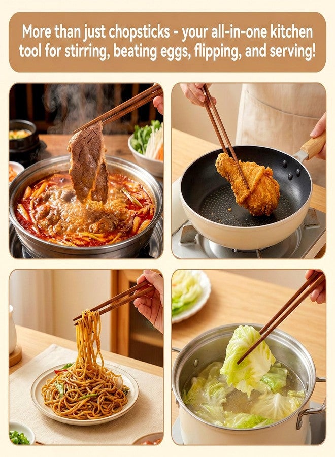Styquenzer 6 Pairs Cooking Chopsticks 3 Sizes Traditional Chinese Wooden Extra Long Chopsticks Wooden Kitchen Cooking Chopstick Tongs for Frying Hotpot Kitchen Chop - Image 3