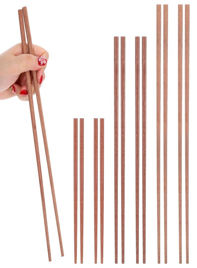 Styquenzer 6 Pairs Cooking Chopsticks 3 Sizes Traditional Chinese Wooden Extra Long Chopsticks Wooden Kitchen Cooking Chopstick Tongs for Frying Hotpot Kitchen Chop - Image 1