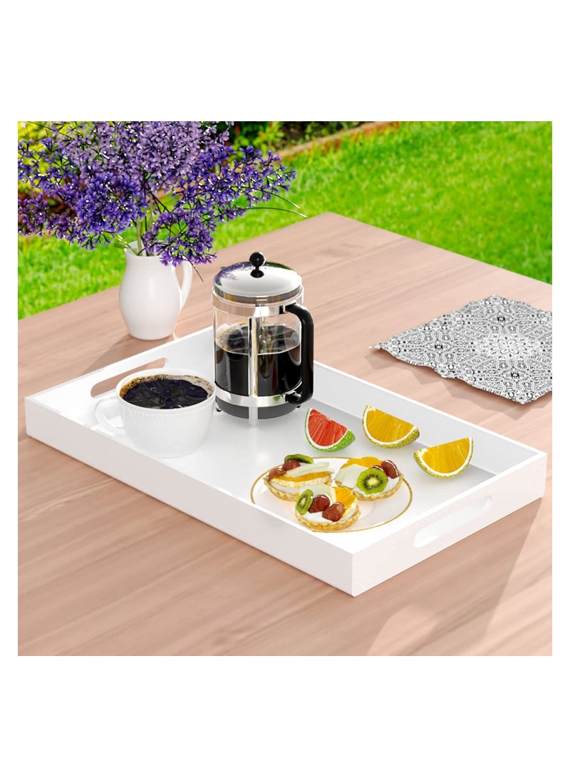 Eworld Food Serving Tray with Handles for Coffee, Tea and Snacks, Decoration for Dining Table and Bath Vanity Storage - Image 2