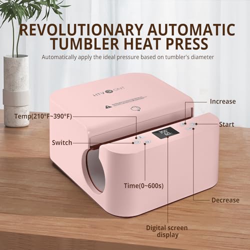 HTVRONT Auto Tumbler Heat Press Machine - Mug Heat Press Heat Up Fast & Even, Professional Tumbler Press High-Security for 2.95-3.18inch Sublimation Tumblers, Cups, Glasses and Mugs (Pink) - Image 2