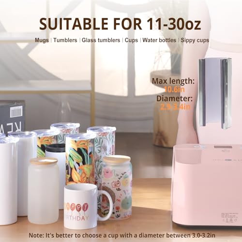 HTVRONT Auto Tumbler Heat Press Machine - Mug Heat Press Heat Up Fast & Even, Professional Tumbler Press High-Security for 2.95-3.18inch Sublimation Tumblers, Cups, Glasses and Mugs (Pink) - Image 4