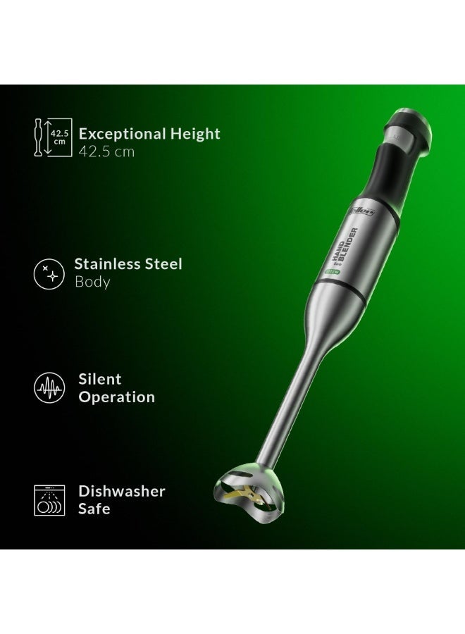 Feller Hand Blender, 1000 W, Smart Speed Control, 4-finned Titanium Coated Blade, Stainless Steel Body, Extra Long Head for Deep Mixing, HB1000 Eco,2Y Guarantee-UAE Version (Black) - Image 2