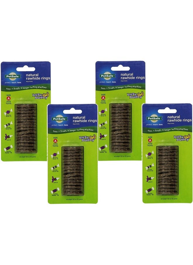 PetSafe - (4 Pack) PetSafe Busy Buddy Refill Ring Dog Treats for Select Busy Buddy Dog Toys, Natural Rawhide, Size A/X-Small to Small - Image 1