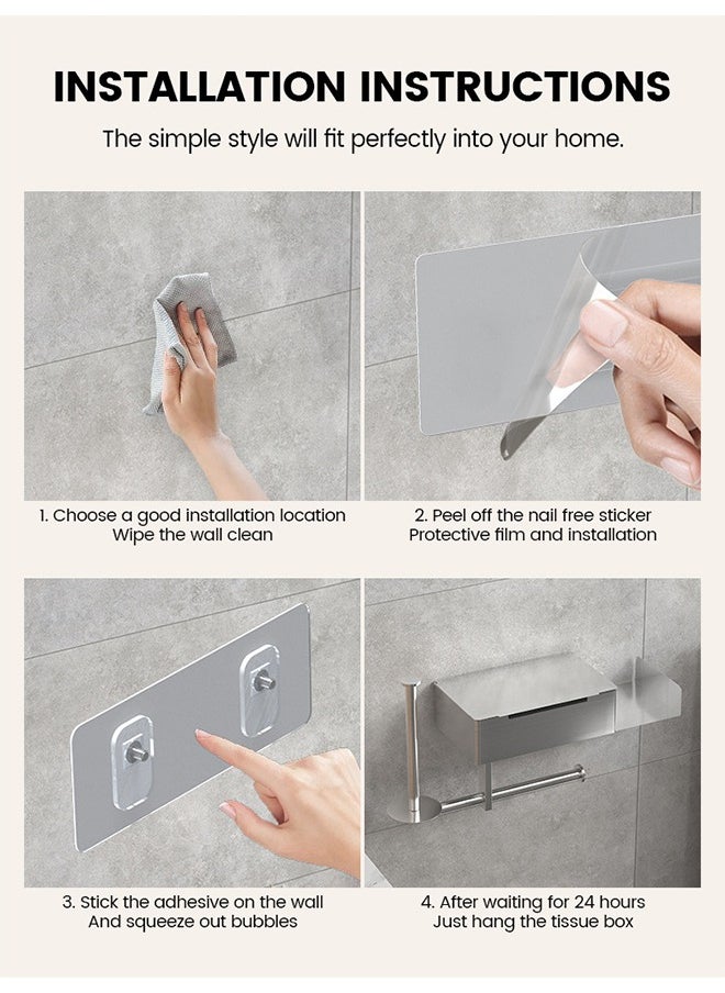 Hihonor - Wall-Mounted Toilet Paper Holder,Black Stainless Steel,Rust-Proof Craftsmanship,With Storage Box,Suitable for Bathroom Paper Towel Holder - Image 1