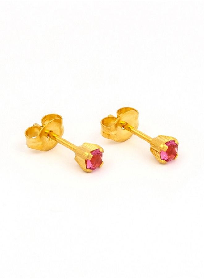 Studex - 3MM – October Rose Birthstone Gold Plated Ear Studs For Kids - Image 1