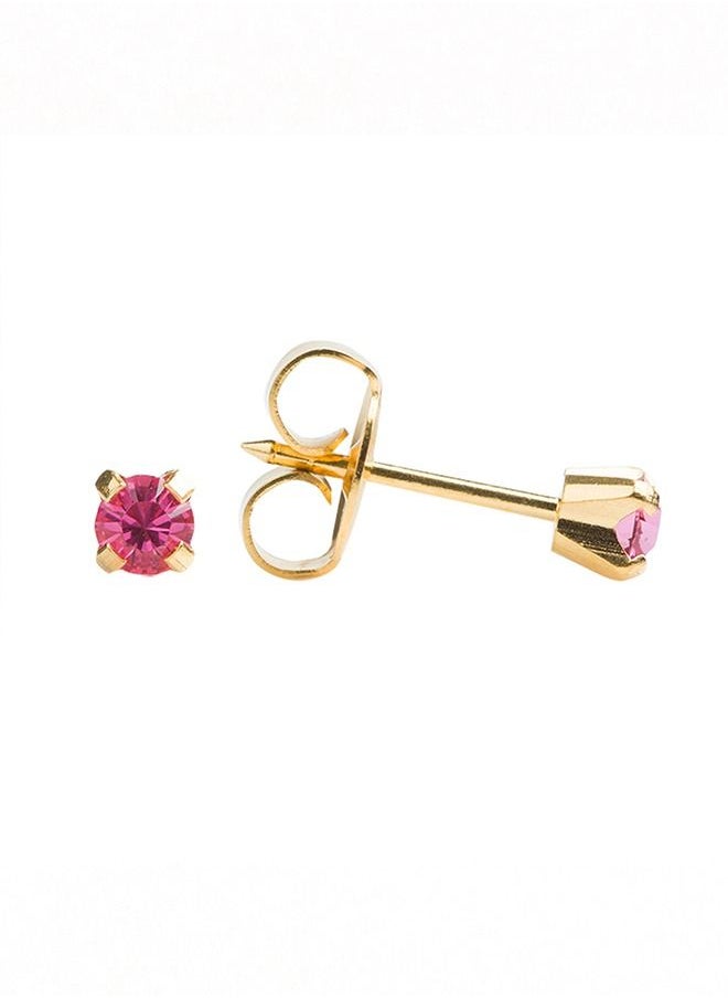 Studex - 3MM – October Rose Birthstone Gold Plated Ear Studs For Kids - Image 1