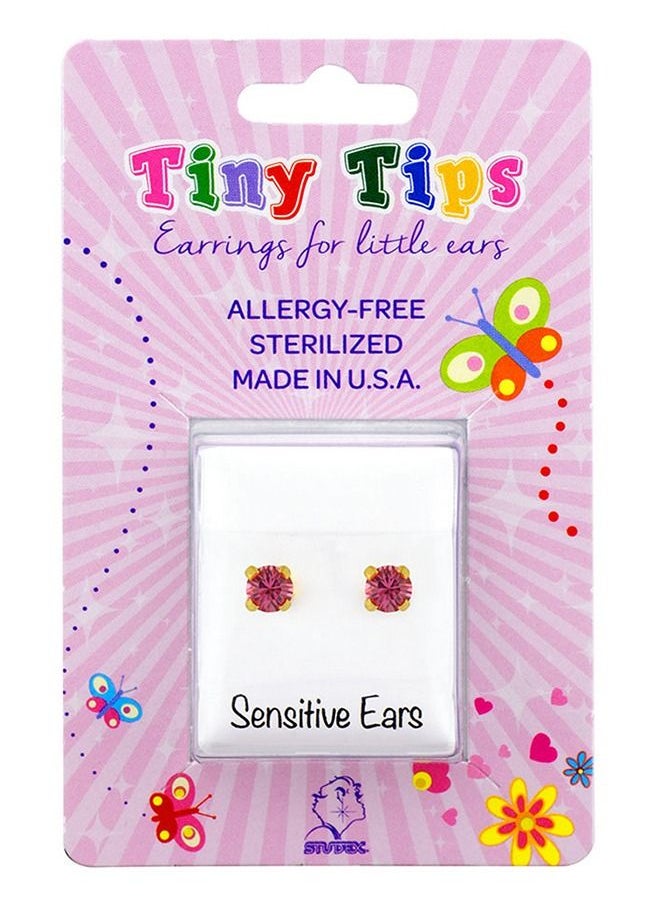 Studex - 3MM – October Rose Birthstone Gold Plated Ear Studs For Kids - Image 1