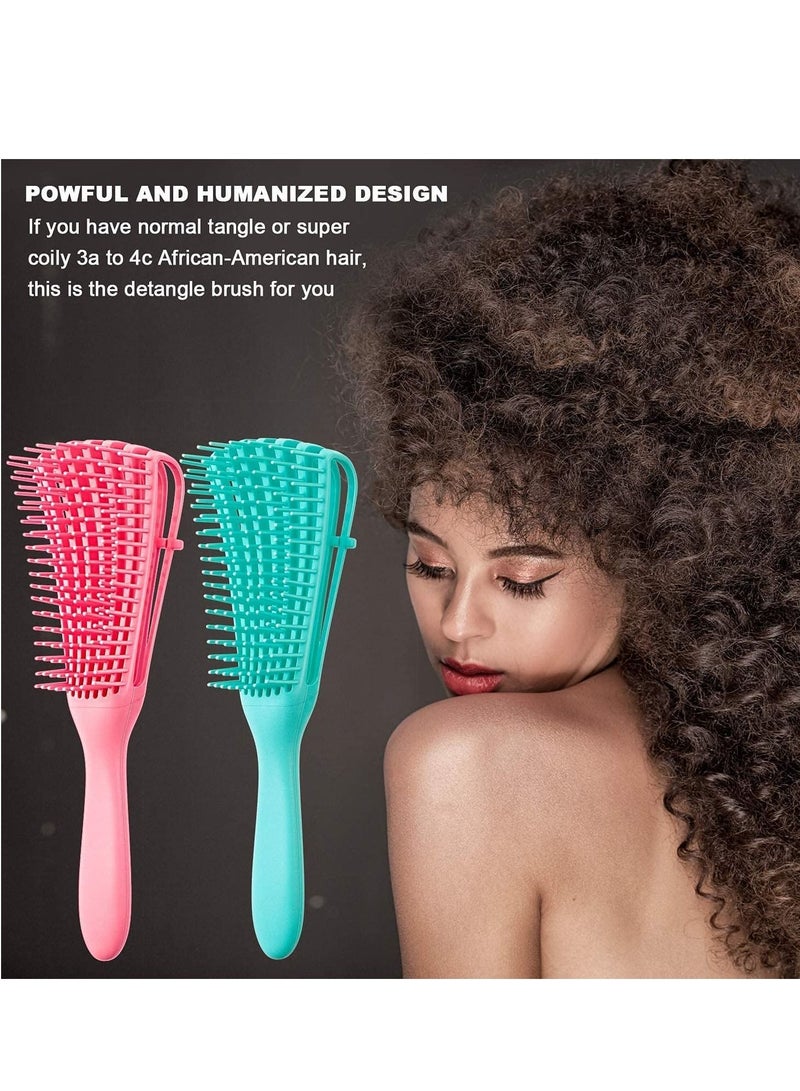 Excefore 2 Pieces Detangling Brush for Hair Textured 3a to 4c Kinky Wavy Curly Coily Wet Dry Oil Thick Long Knots Detangler Easy Clean - Image 2