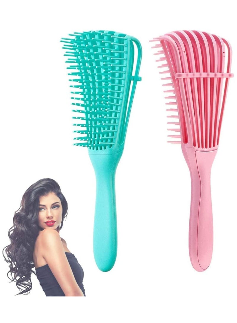 Excefore 2 Pieces Detangling Brush for Hair Textured 3a to 4c Kinky Wavy Curly Coily Wet Dry Oil Thick Long Knots Detangler Easy Clean - Image 1