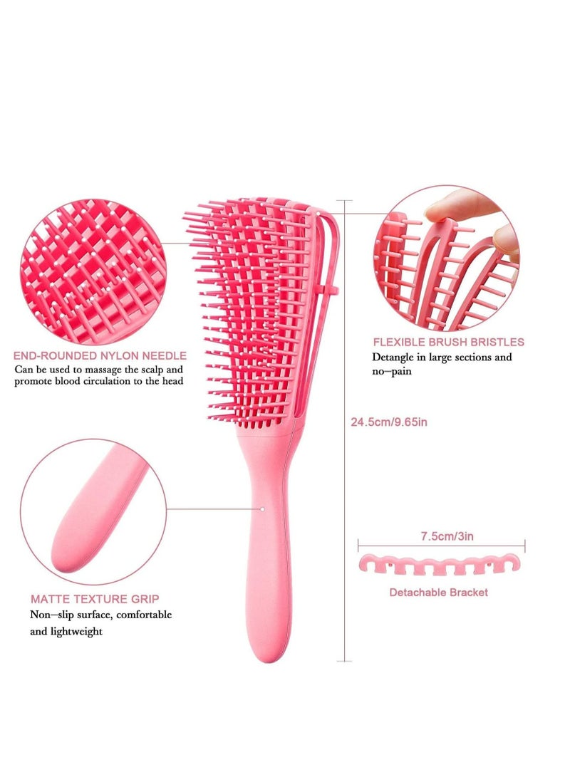 Excefore 2 Pieces Detangling Brush for Hair Textured 3a to 4c Kinky Wavy Curly Coily Wet Dry Oil Thick Long Knots Detangler Easy Clean - Image 4
