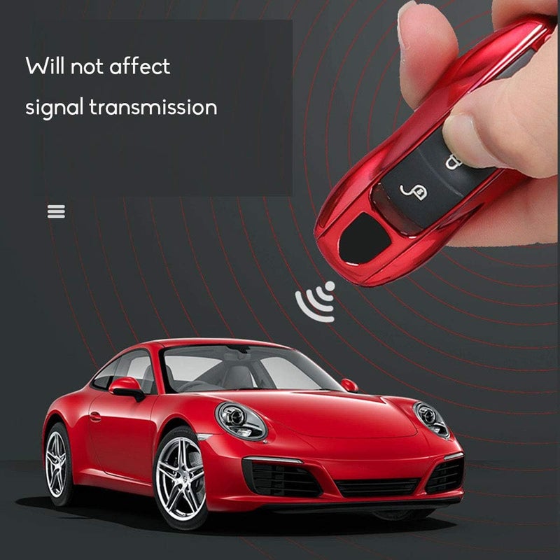 Jaronx 3PCS Remote Key Covers for Boxster Turbo Cayenne Panamera Macan Cayman 911,Glossy Red Key Fob Shell Cover Painted Keyless Entry Skin Protectors - Image 3