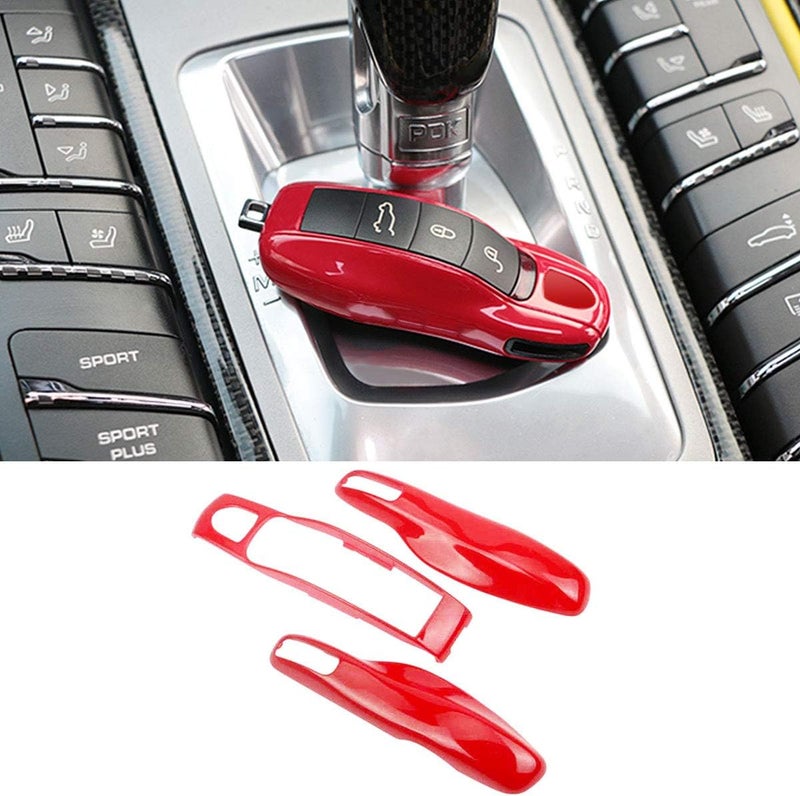 Jaronx 3PCS Remote Key Covers for Boxster Turbo Cayenne Panamera Macan Cayman 911,Glossy Red Key Fob Shell Cover Painted Keyless Entry Skin Protectors - Image 1