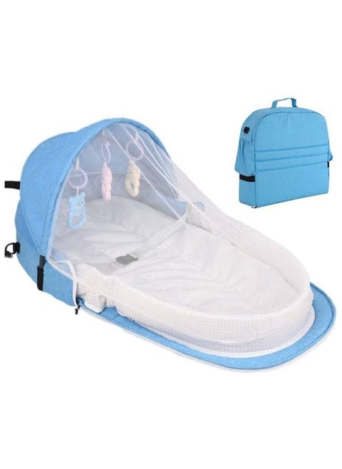 Portable 3 In 1 Foldable Baby Crib Cradle, Travel Cot Portable Baby Bed Travel Bassinet, Adjustable Canopy Bedside With Mosquito Net Grey