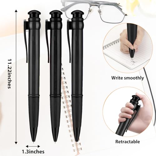 Lyforx Jumbo Pens 11.3'' - Giant Pens for Birthday Party Favors, Funny Gag Gifts 3 Pack Black - Image 2