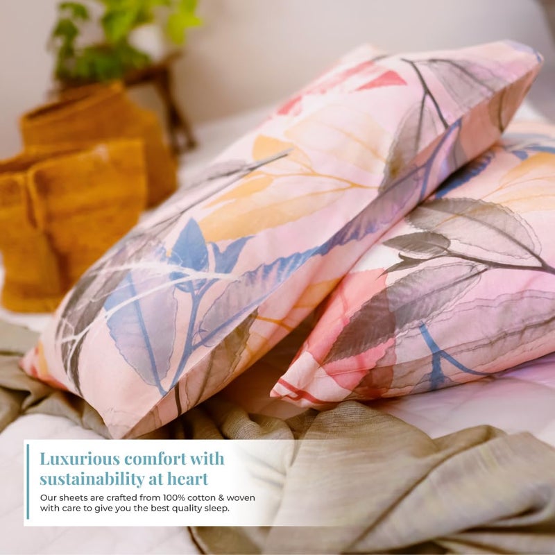 Blue Dahlia Blue Dahlia 100 Cotton Elastic Fitted Sheet Set Queen Size Up to 12 Deep Pocket 254TC 1 Fitted Sheet 60x80 2 Pillow Cover SA 8000 Oeko TEX Certified Pastel Pink  - Image 4
