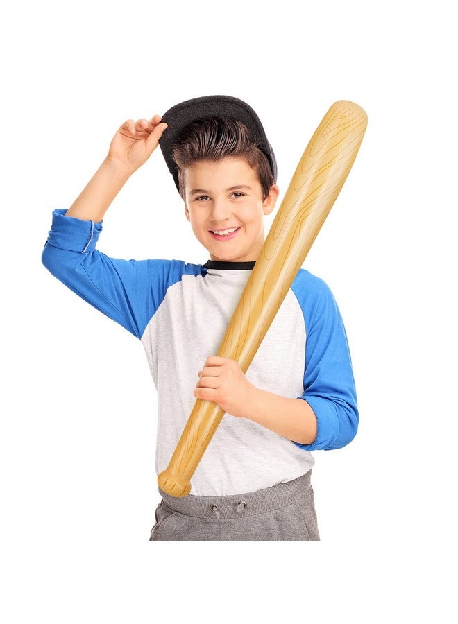 Lewtemi Lewtemi Set of 6 Beach Baseball Ball Inflatable Bat Include 2 Pcs 11 Inch Beach Baseball and 4 Pcs Inflates Bat Kids Pool Toys for Fun Game Birthday Party(Dark Brown)  - Image 2
