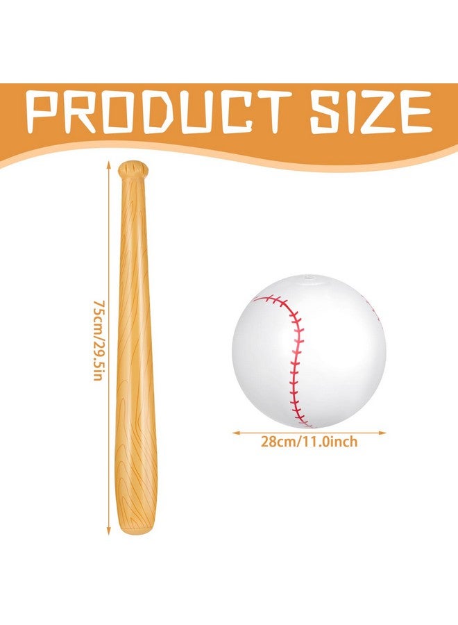Lewtemi Lewtemi Set of 6 Beach Baseball Ball Inflatable Bat Include 2 Pcs 11 Inch Beach Baseball and 4 Pcs Inflates Bat Kids Pool Toys for Fun Game Birthday Party(Dark Brown)  - Image 3