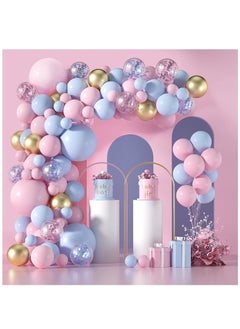 Soofam 129 Piece Pink and Blue Balloon Garland Arch Kit - Pink Blue Confetti Gold Latex Balloons Gender Reveal Balloons For Boys Girls Gender Reveal Decorations Baby Shower Decorations  - Image 1