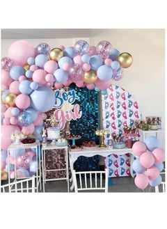 Soofam 129 Piece Pink and Blue Balloon Garland Arch Kit - Pink Blue Confetti Gold Latex Balloons Gender Reveal Balloons For Boys Girls Gender Reveal Decorations Baby Shower Decorations  - Image 4