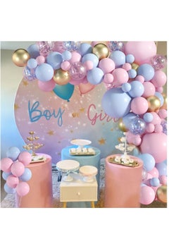 Soofam 129 Piece Pink and Blue Balloon Garland Arch Kit - Pink Blue Confetti Gold Latex Balloons Gender Reveal Balloons For Boys Girls Gender Reveal Decorations Baby Shower Decorations  - Image 5