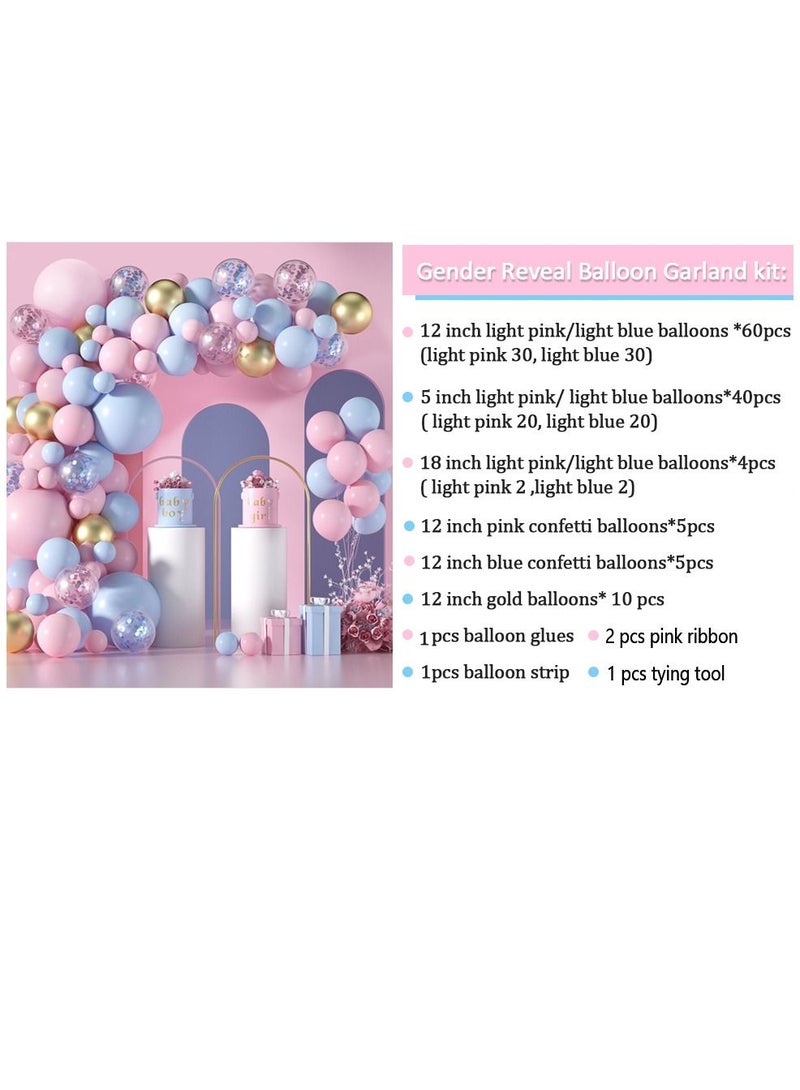 129 Piece Pink and Blue Balloon Garland Arch Kit - Pink Blue Confetti Gold Latex Balloons Gender Reveal Balloons For Boys Girls Gender Reveal Decorations Baby Shower Decorations