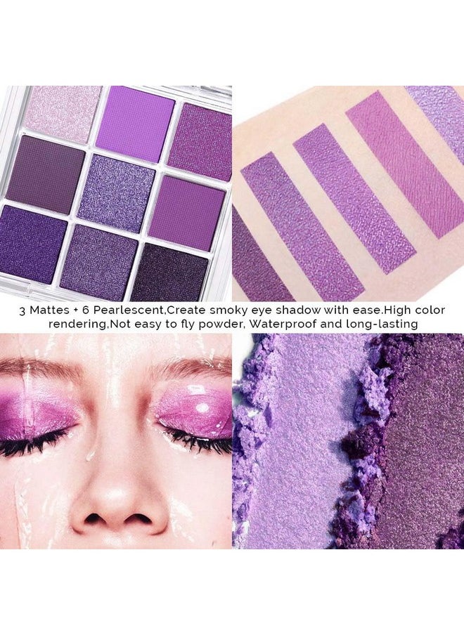 AMY'S DIARY AMY'S DIARY Deep Light Purple Matte Shimmer Eye Shadow Palette Makeup,Eyeshadow Long Lasting Waterproof Cruelty-Free, 9 Blendable Shades in Smooth with Gorgeous Pearls for Girls (Purple palette)  - Image 3