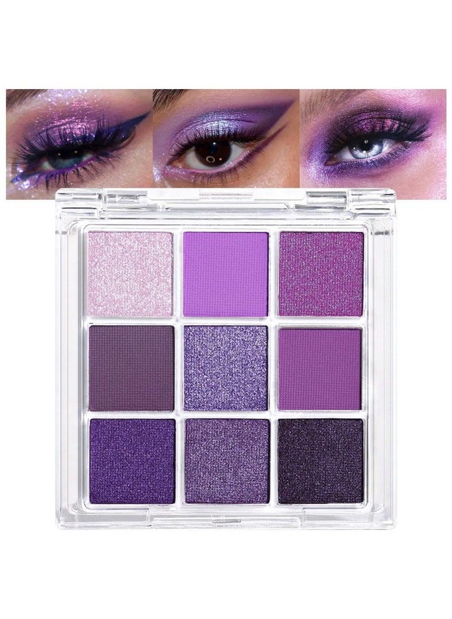 AMY'S DIARY AMY'S DIARY Deep Light Purple Matte Shimmer Eye Shadow Palette Makeup,Eyeshadow Long Lasting Waterproof Cruelty-Free, 9 Blendable Shades in Smooth with Gorgeous Pearls for Girls (Purple palette)  - Image 1