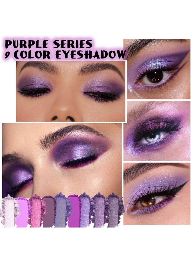 AMY'S DIARY AMY'S DIARY Deep Light Purple Matte Shimmer Eye Shadow Palette Makeup,Eyeshadow Long Lasting Waterproof Cruelty-Free, 9 Blendable Shades in Smooth with Gorgeous Pearls for Girls (Purple palette)  - Image 2