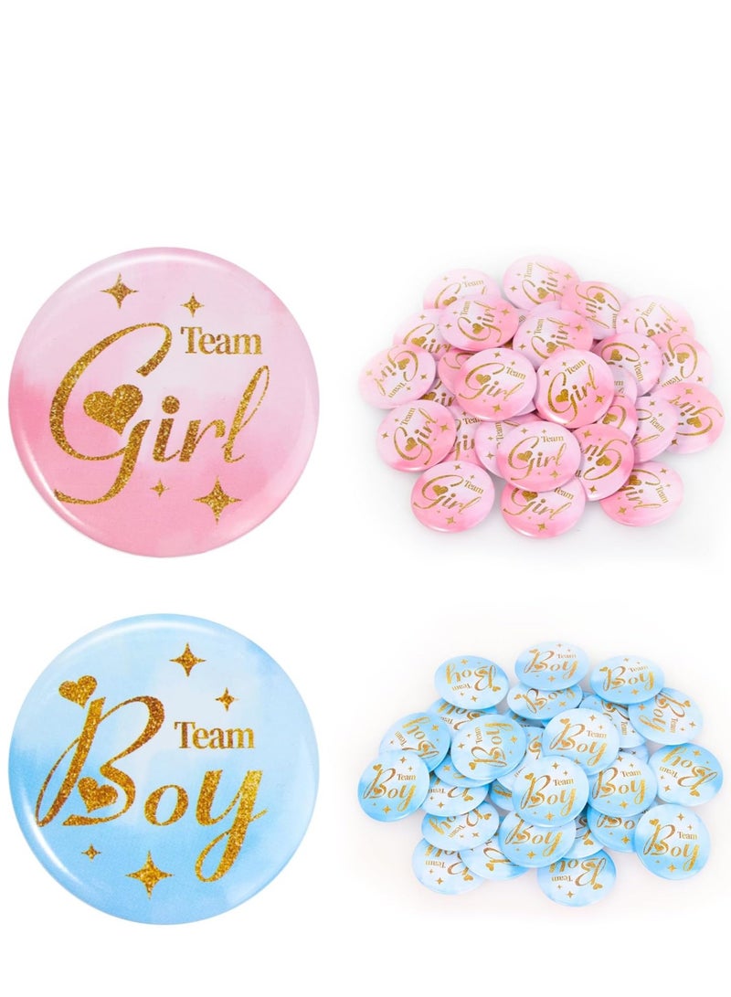 Gender Reveal Pins 20 Pieces Boy or Girl Team Buttons, Party Game Decoration Ideas Gifts (10 Pink, 10 Blue)  - Image 1