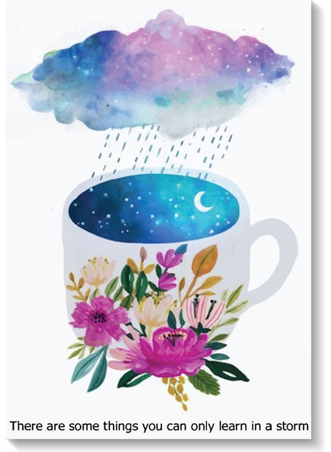 RYN Clouds And Rain Printed Wall Art White/Pink/Blue 40x60cm - Image 1