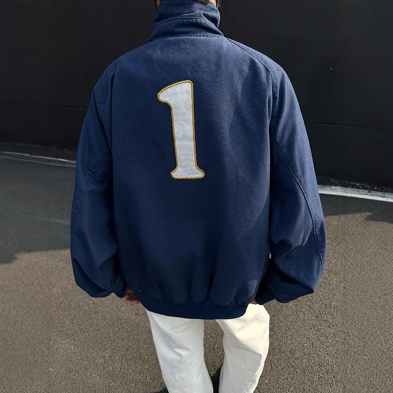 American Street High-End Youth Jacket Men'S Niche Tooling Embroidered Loose Vertical Collar Flying Jacket - Image 4