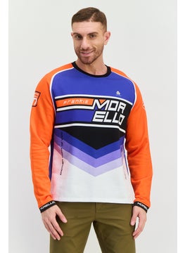Men Crew Neck Long Sleeve Graphic Sweatshirt, Blue Combo