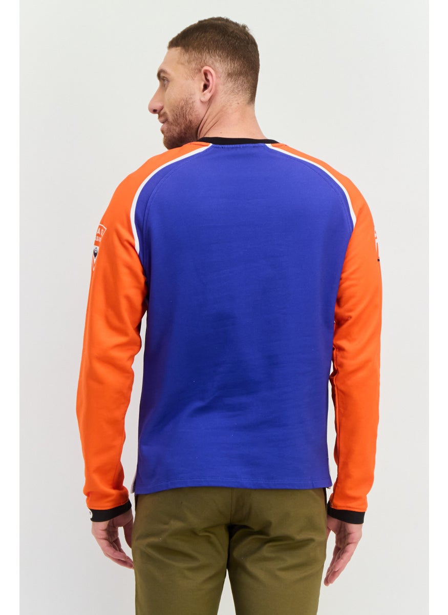frankie morello - Men Crew Neck Long Sleeve Graphic Sweatshirt, Blue Combo - Image 1