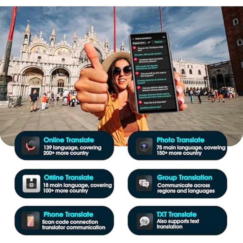 ANKOVO 2025 Language Translator Device: Offline/Real-Time/High-Accuracy Device with 139+ Languages, Voice/Text/Offline/Photo/AI Instant Two-Way Translation, Ideal for Travel/Business/Learning - Image 5