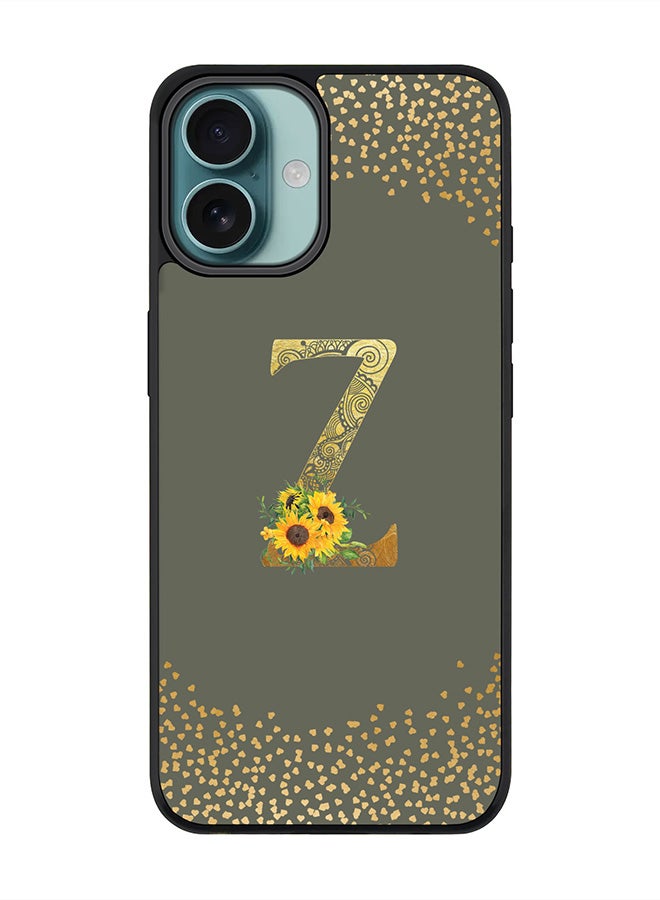 Stylizedd For iPhone 16 Plus Case [Compatible with MagSafe] Slim Magnetic cover Phone Case iPhone 16 Plus -Custom Floral Monogram - Z (Olive Green ) - Image 1