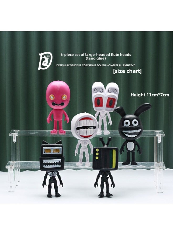 Special Offer Luminous Flute Head Surprise Traffic Light TV Series Cartoon Doll Hand-made Halloween Model Ornaments-Color:6-piece Set Of Big Head Flute Head (vinyl) - Image 1
