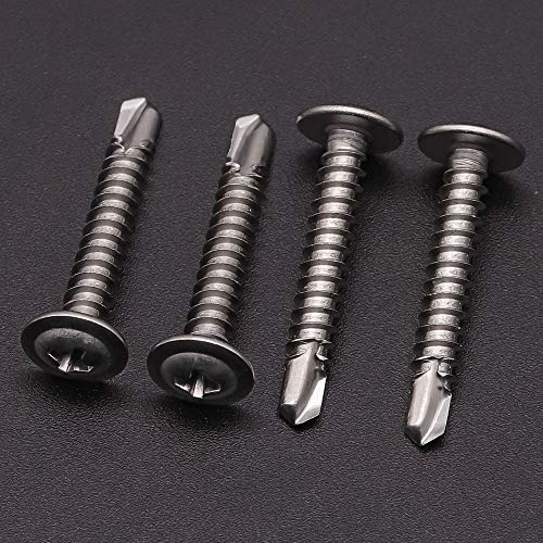 RoyceMart #10 x 1-1/2" (50 Pack) Wafer Head Self Drilling Screws, 410 Stainless Steel Phillips Modified Truss Head Self Tapping Screws for Sheet Metal, No Pre-drilled Needs - Image 2