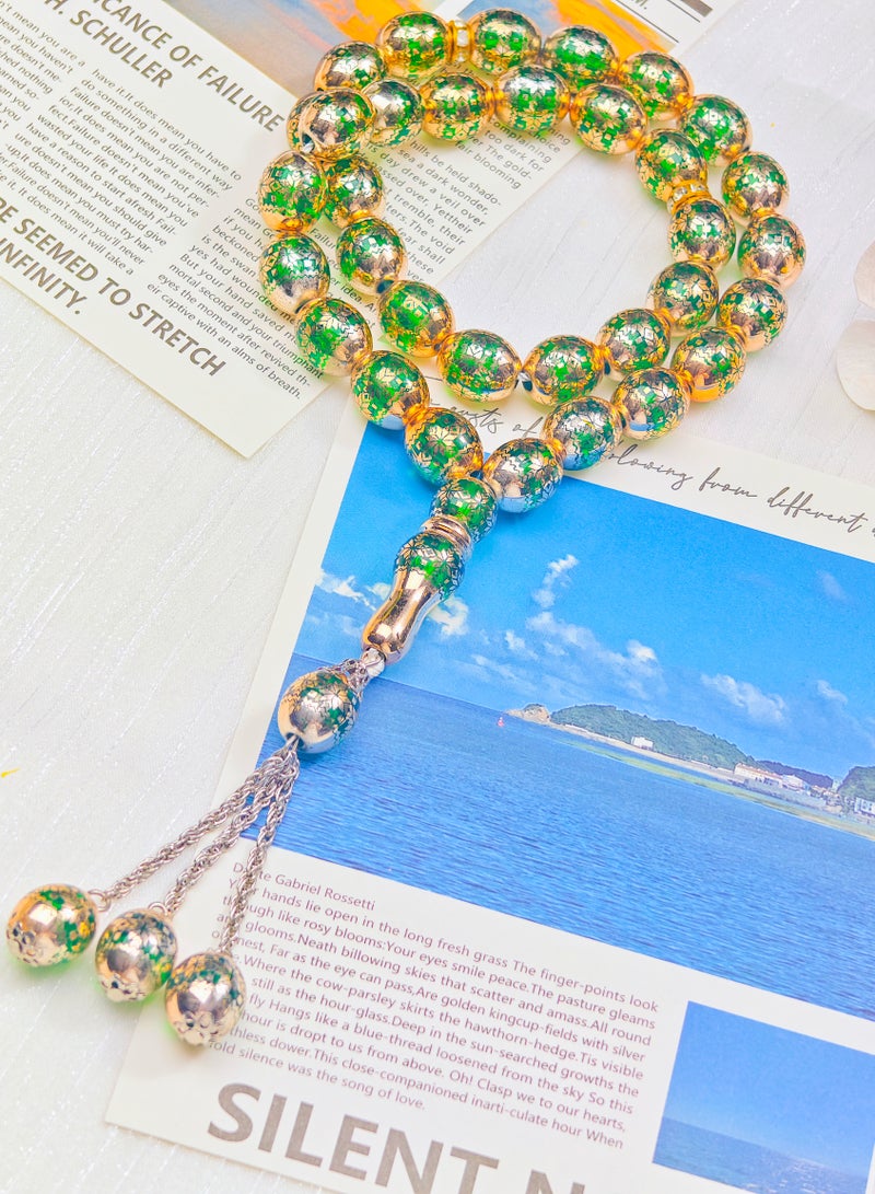 salaam-fashion Laser-Engraved Maple Leaf Tasbih - 33 Beads - Image 2