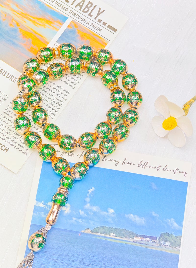 salaam-fashion Laser-Engraved Maple Leaf Tasbih - 33 Beads - Image 3