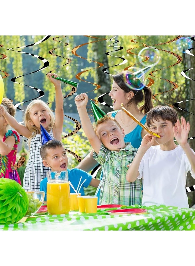 Mtlee 24 Pieces Jungle Animals Hanging Swirl Decorations Safari Animal Prints Hanging Whirls Leopard Cheetah Theme Party Supplies for Forest Wild Animal Theme Birthday Baby Shower Party Classroom Festival - Image 1
