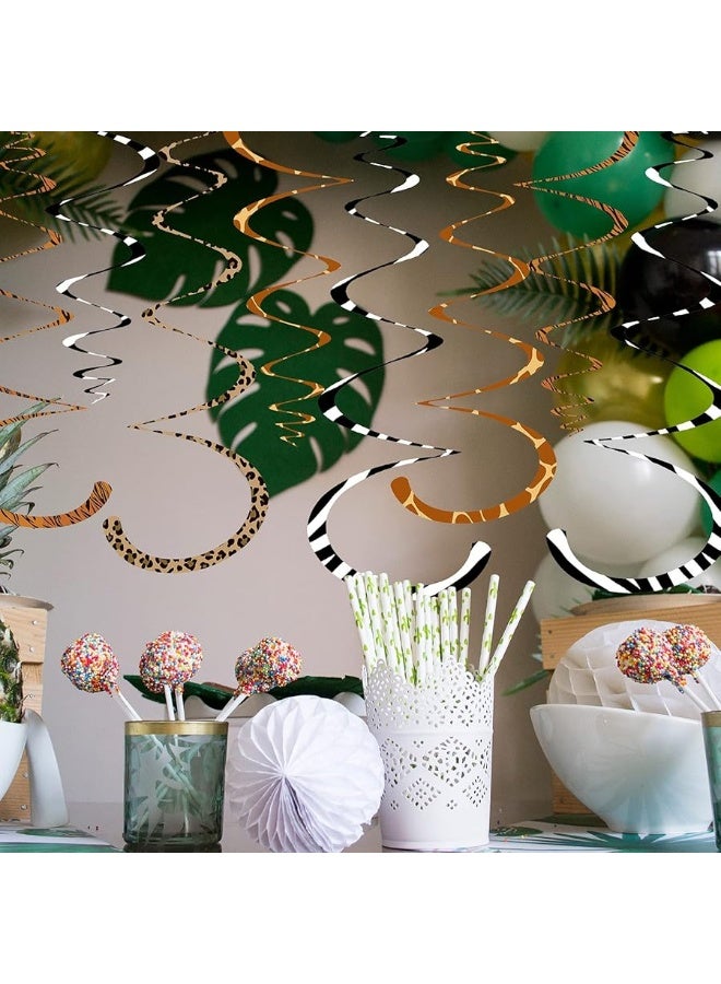 Mtlee 24 Pieces Jungle Animals Hanging Swirl Decorations Safari Animal Prints Hanging Whirls Leopard Cheetah Theme Party Supplies for Forest Wild Animal Theme Birthday Baby Shower Party Classroom Festival - Image 4