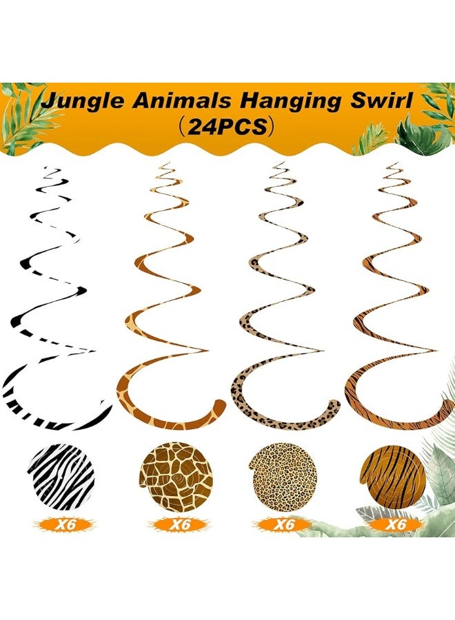 Mtlee 24 Pieces Jungle Animals Hanging Swirl Decorations Safari Animal Prints Hanging Whirls Leopard Cheetah Theme Party Supplies for Forest Wild Animal Theme Birthday Baby Shower Party Classroom Festival - Image 5