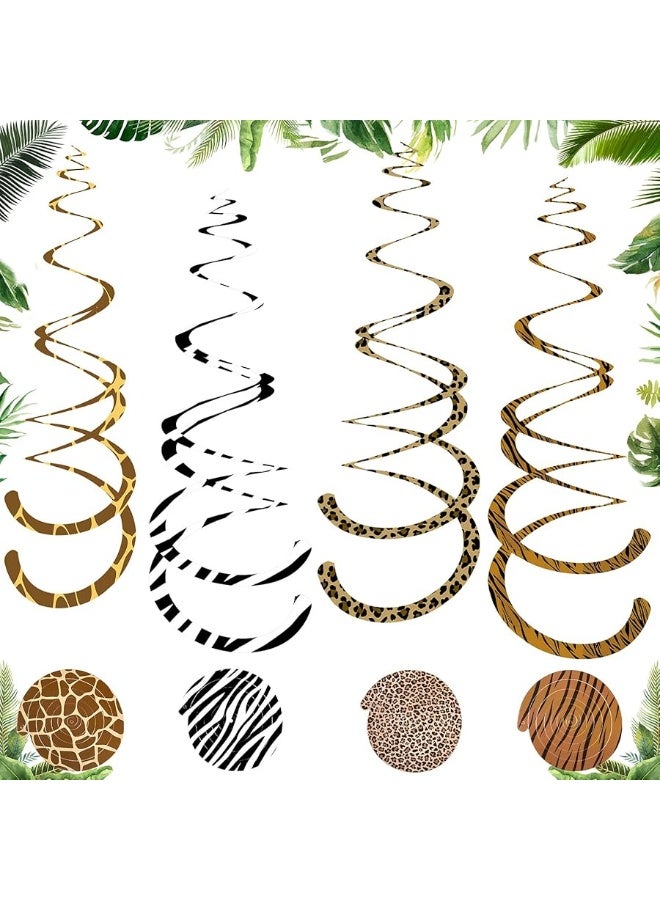 Mtlee 24 Pieces Jungle Animals Hanging Swirl Decorations Safari Animal Prints Hanging Whirls Leopard Cheetah Theme Party Supplies for Forest Wild Animal Theme Birthday Baby Shower Party Classroom Festival - Image 2