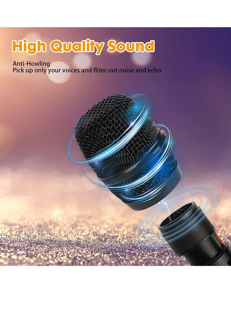 Wireless Microphone, UHF Dual Portable Handheld Dynamic Karaoke Mic with Rechargeable Receiver, Cordless Karaoke System for PA System, Speaker, Amplifier, Family Party, Singing  - Image 5