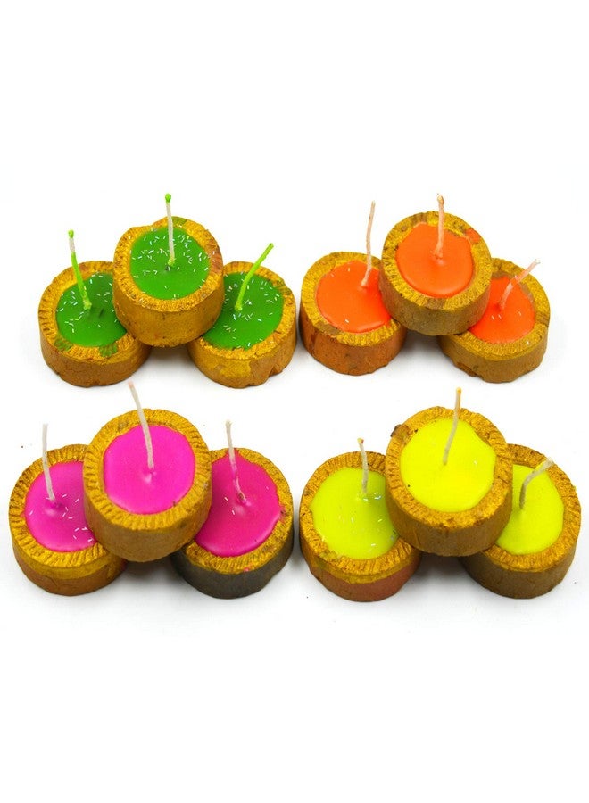 Me & You Diya For Diwali Decoration | Decorative Round Clay Diya For Diwali & Decoration | Multicolors Mitti Ka Diya Wax Decorative Diya | Colorful Wax Diya For Diwali Decoration - Image 3