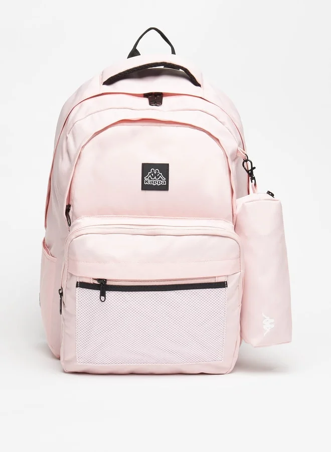 Kappa Lee Cooper Logo Applique Backpack with Adjustable Strap and Pencil Pouch - 45x30x25 cm