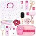 UMU Wooden Hair Salon Playset 17 Pcs Pretend Hairdressing Toy with Hair Dryer Straightener Mirror Comb Accessories Little Woman Design Beauty Role Play Toy for Girls Ages 3 4 5 6 - Image 2